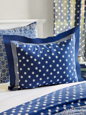 Starry Nights (CP) ~ Blue Batik Pillow Cover Sham Flanged