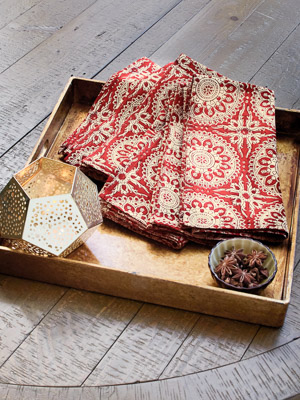 Spice Route ~ Red Mandala Sun Print Cloth Dinner Napkin