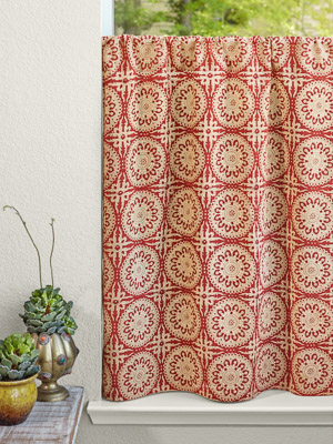 Spice Route (CP) ~ Red Mandala Sun Print Kitchen Curtain