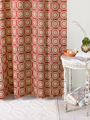 Spice Route (CP) ~ Red Mandala Sun Print Shower Curtain