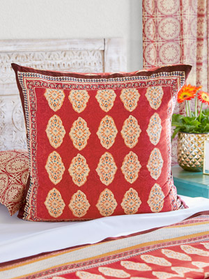 Spice Route ~ Red Orange Moroccan Indian Euro Sham