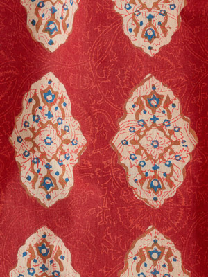 Spice Route ~ Orange and Red Fabric With Moroccan Boho Print