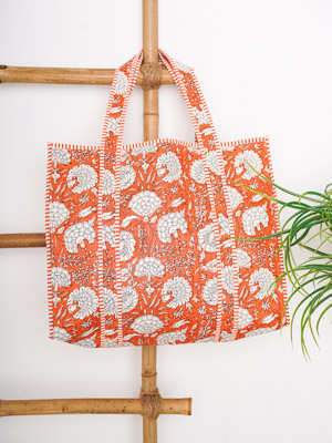 Sunset Radiance ~ Quilted Cotton Shopping Tote Bag