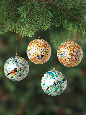 Songbird Serenade Quartet ~ Hand Painted Paper Mache Ornaments