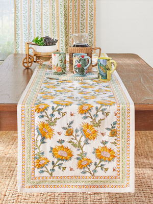 Sunflower Serenade ~ Sunflower Table Runner, Botanic Print