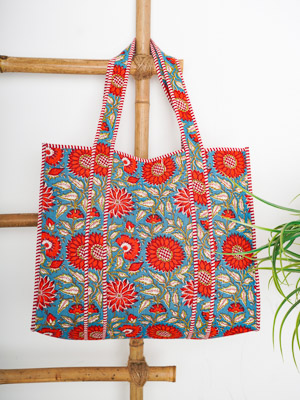 Sunflower Blaze ~ Quilted Cotton Shopping Tote Bag