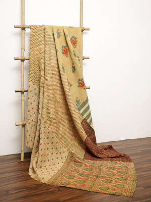 Suman Sharma ~ Vintage Kantha Quilt Sari Bedspread