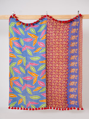 Blue Lagoon Vintage Sari Kantha Throw