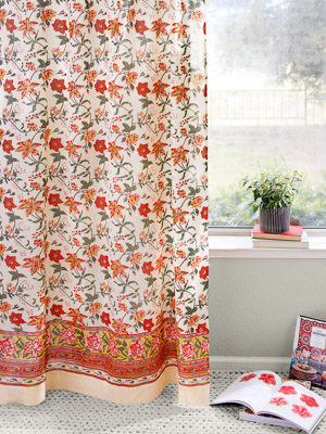Tropical Garden ~ Country Cottage Floral Sheer Curtain Panel