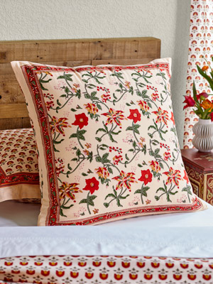 Tropical Garden~ Colorful Country Floral Euro Pillow Sham Cover