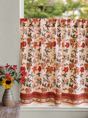 Tropical Garden ~ Country Cottage Colorful Kitchen Curtain