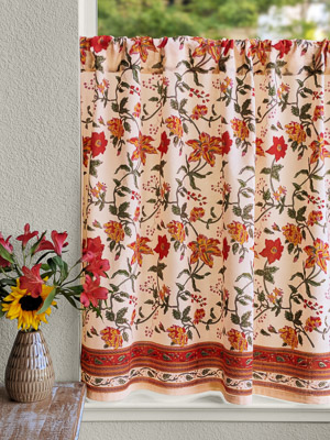 Tropical Garden ~ Country Cottage Colorful Kitchen Curtain