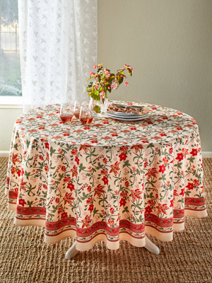 Tropical Garden~ Colorful Red Floral Round Country Table cloths