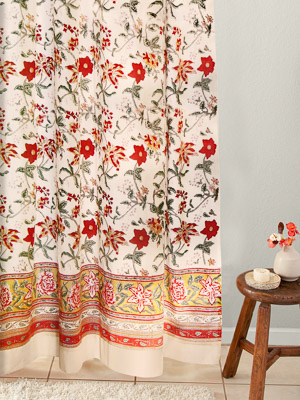 Tropical Garden ~ Colorful Floral Bohemian Fabric Shower Curtain