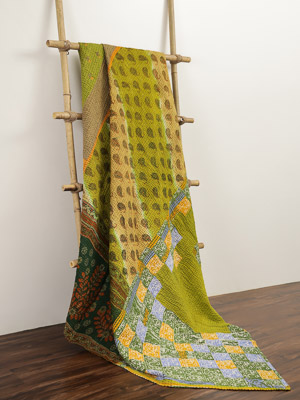 Urmila Meena ~ Vintage Kantha Quilt Sari Bedspread