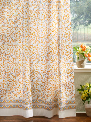 Gardens of Versailles ~ French Yellow Gold Floral White Curtain