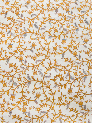 Gardens of Versailles ~ White Fabric With Yellow and Grey Floral