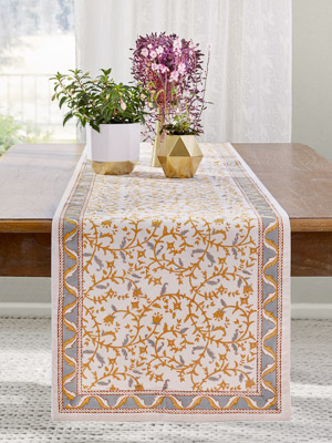 Garden of Versailles ~ French Yellow and Grey White Table Runner