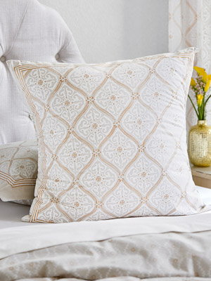 Vanilla Glace ~ White Gold Romantic Elegant Luxury Euro Sham
