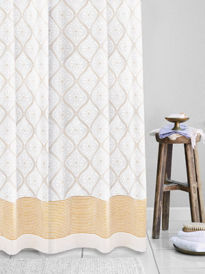 Vanilla Glace ~ White Gold Romantic Elegant Shower Curtain