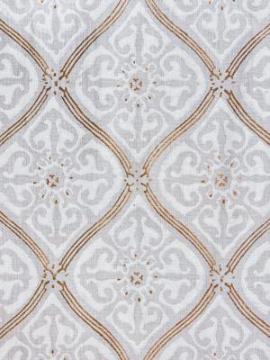 Vanilla Glace ~ White Fabric With Gold Accent Lattice Print