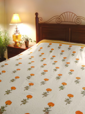 Wedding Day ~ Country Cottage Yellow Floral Print Bedspread