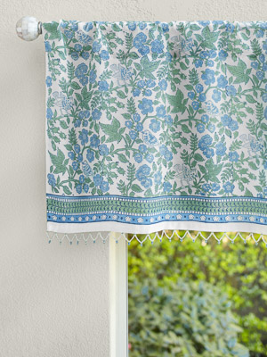 Woodland Ferns (CP) ~ Forest Print Blue, White, Green Valance