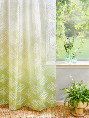 Whispering Ferns ~ Green Ombre Sheer Curtain Panel