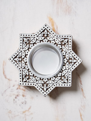 Starlight ~ Hand-Carved Wooden Star Tea Light Candle Holder