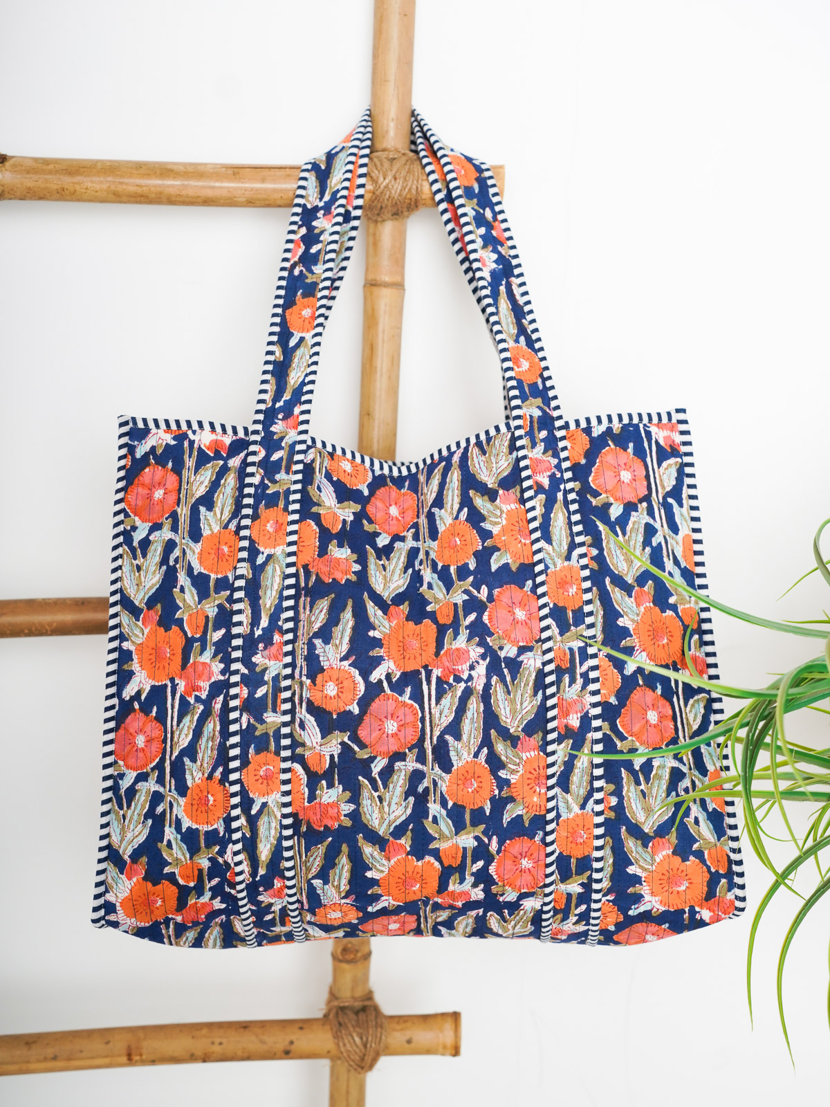 Tangerine Twilight ~ Quilted Cotton Shopping Tote Bag