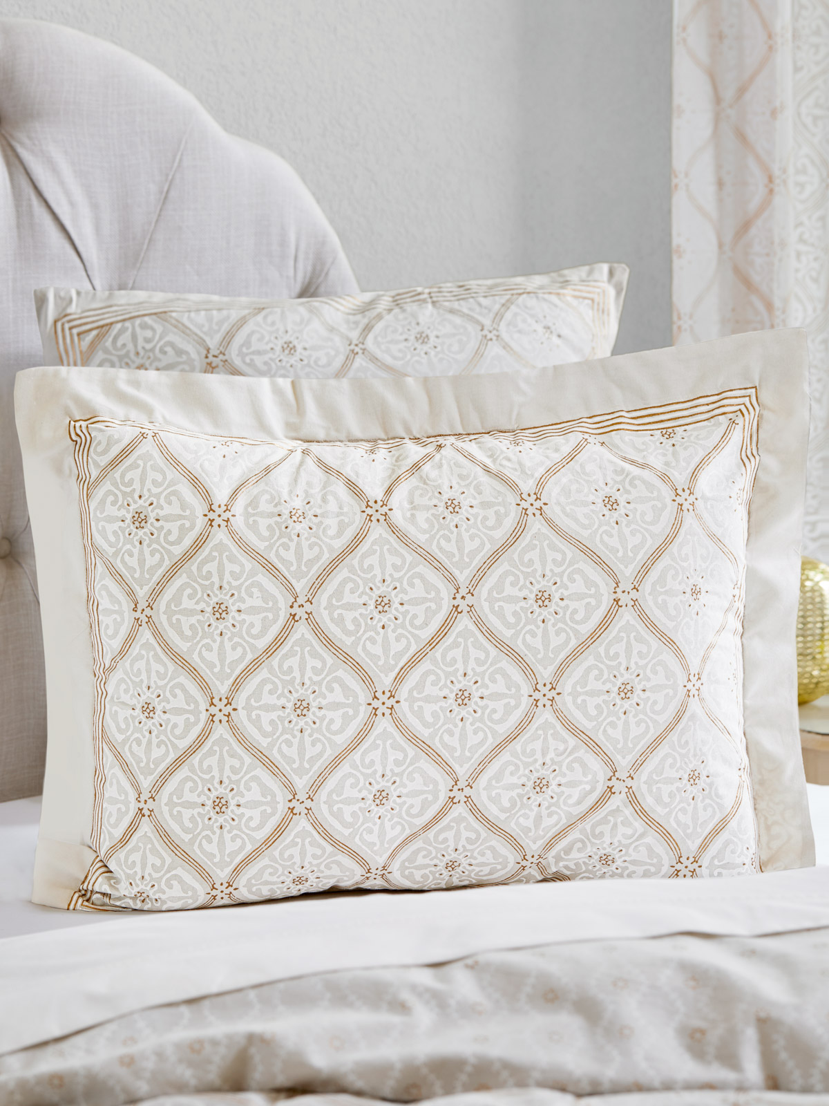Vanilla Glace ~ White Gold Romantic Elegant Luxury Pillow Sham