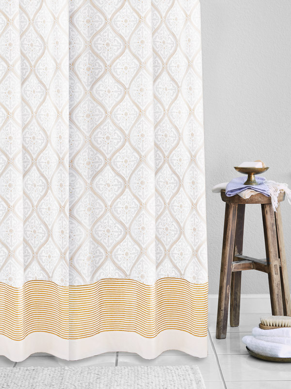White Gold Cotton Shower Curtain, Park Designs Saffron Shower Curtain