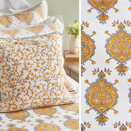 Versailles~ French inspired Yellow Medallion Ivory Home Textiles