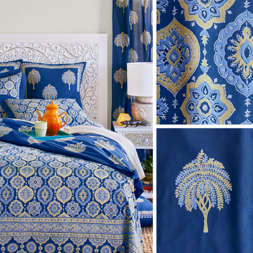 Istanbul ~ Moroccan Boho Style Navy Blue & Gold Home Textiles