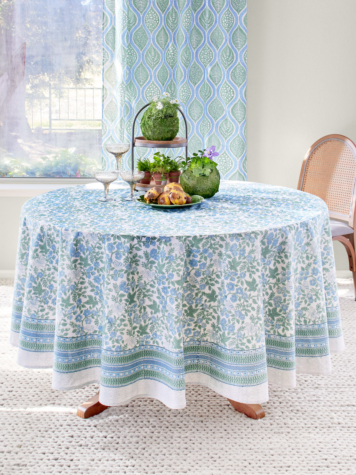 Woodland Ferns (CP) ~ Botanical Sage Green Tablecloth Round