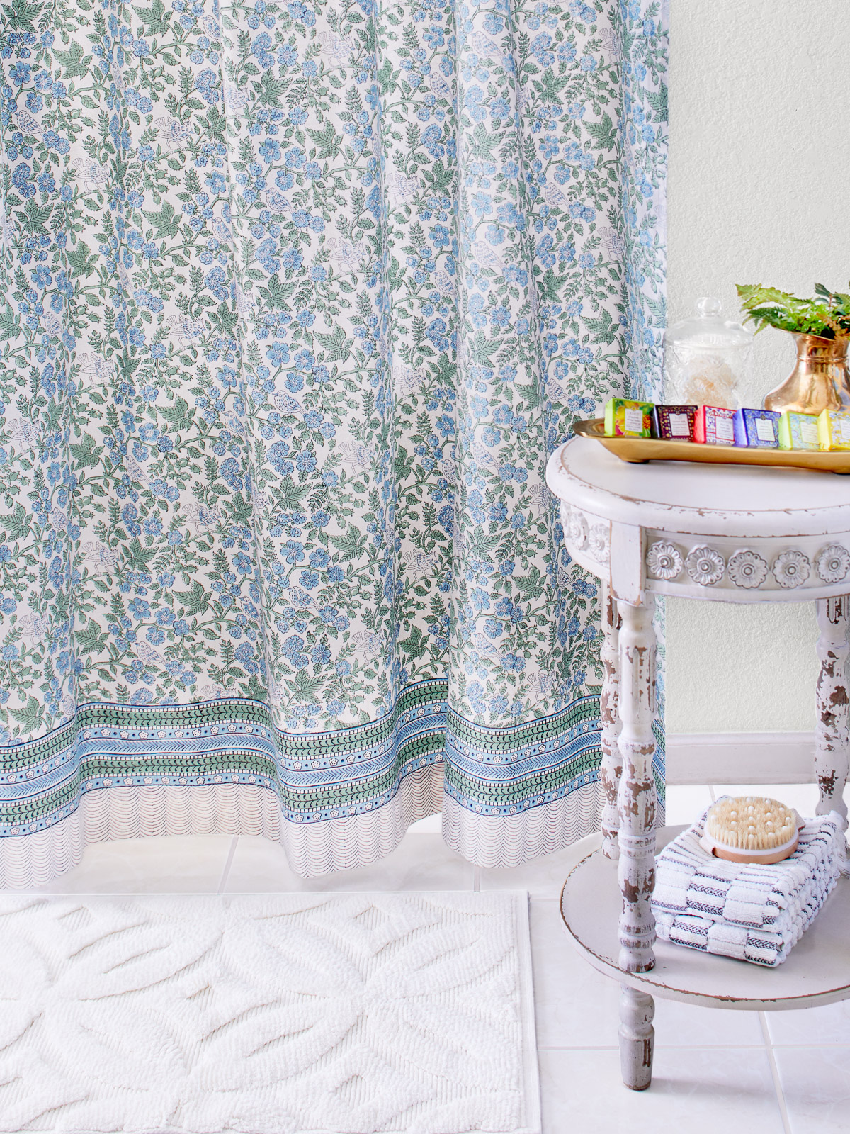 Woodland Ferns - (CP) ~ Light Blue, Sage Green Shower Curtain