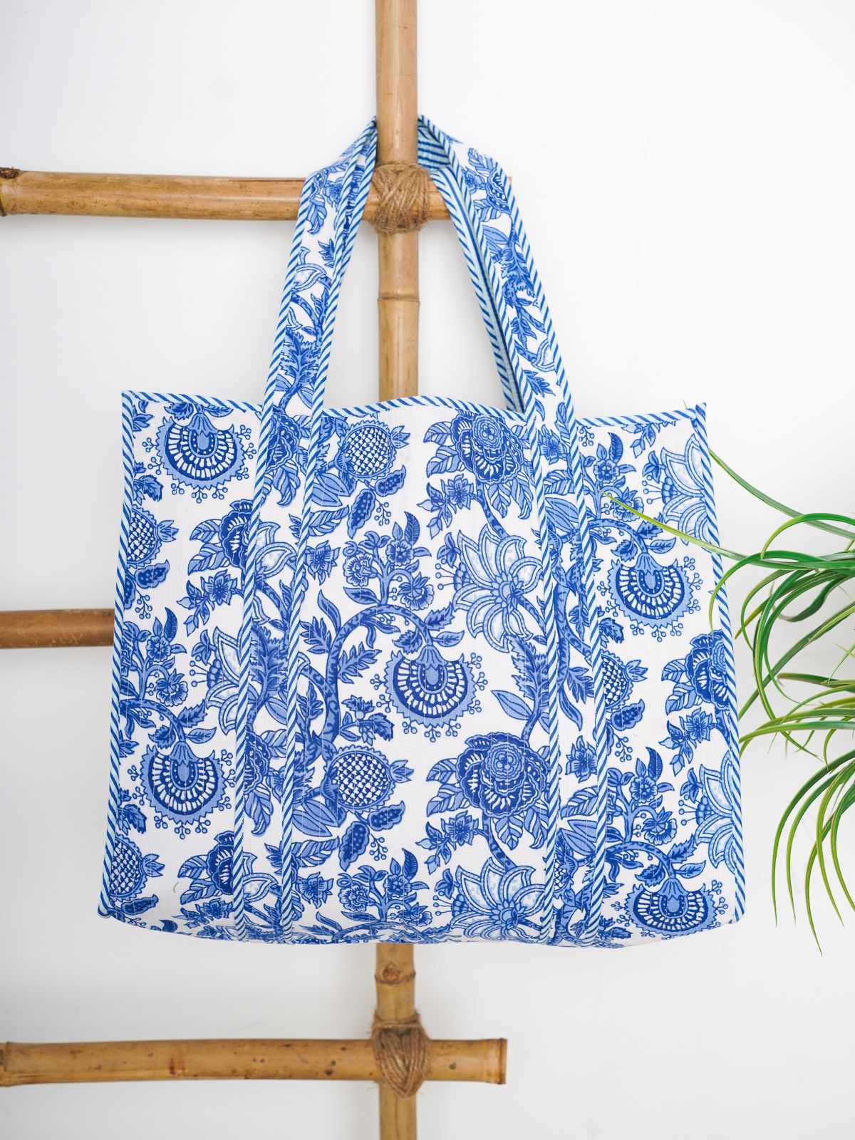 Windsor Garden ~  Quilted Cotton Shopping Tote Bag