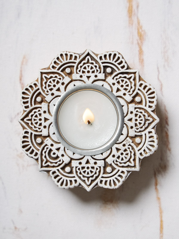 plukke Penge gummi charme Lotus tea light holder, Wooden candle holder | Saffron Marigold