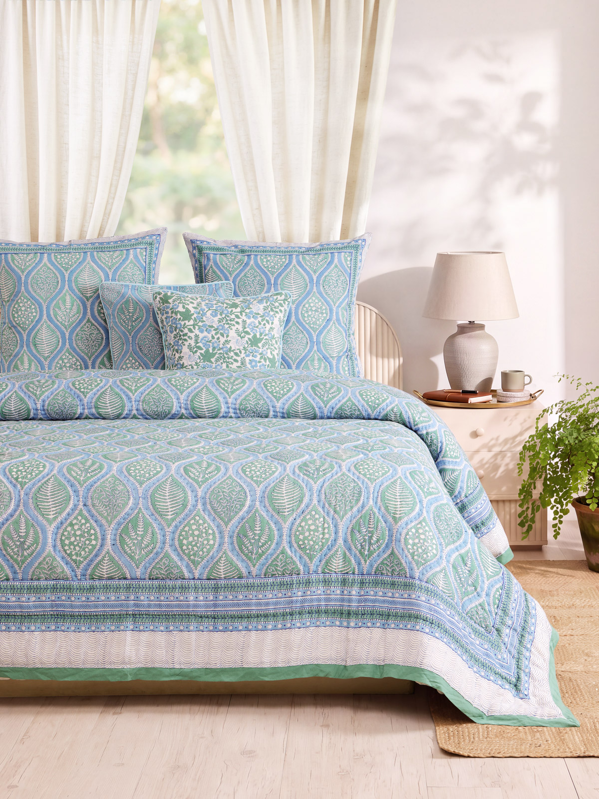 Woodland Ferns ~ Jaipuri Razai Quilt