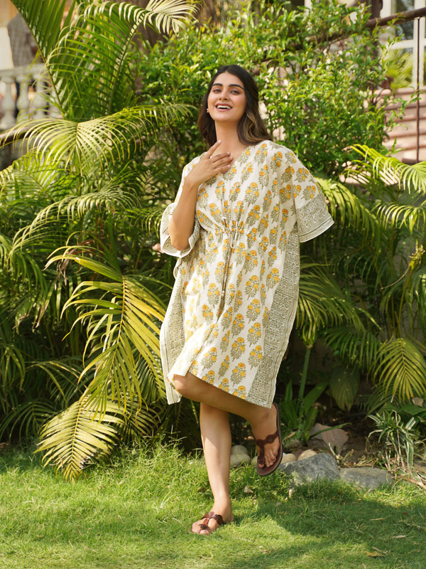 yellow kaftan top