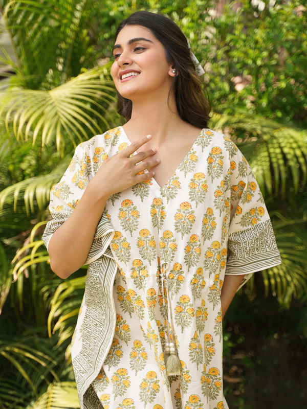 yellow kaftan top