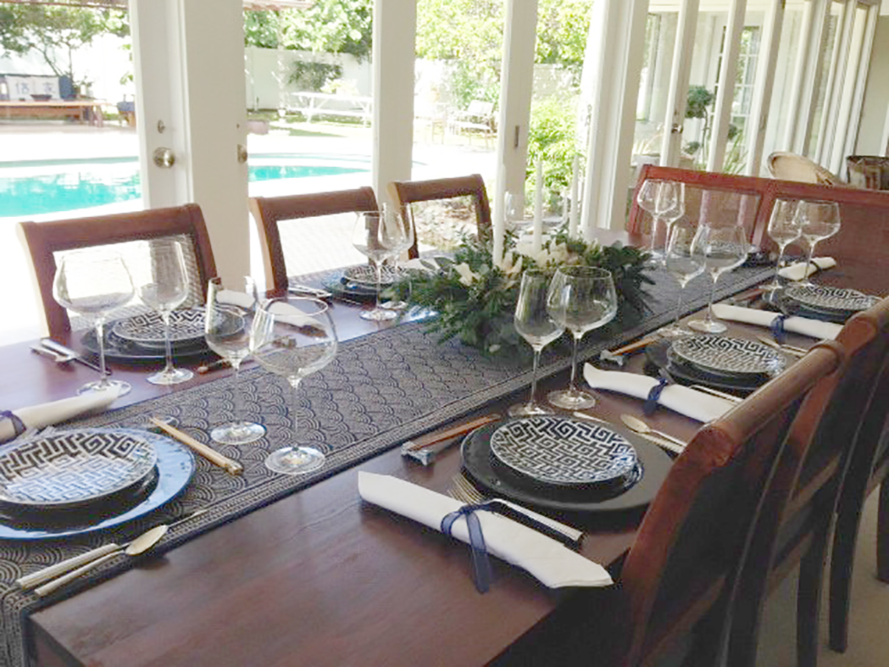 Rustic, Coastal, Table runner, Navy blue | Saffron Marigold